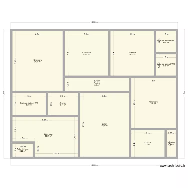 Villa Last. Plan de 14 pièces et 153 m²