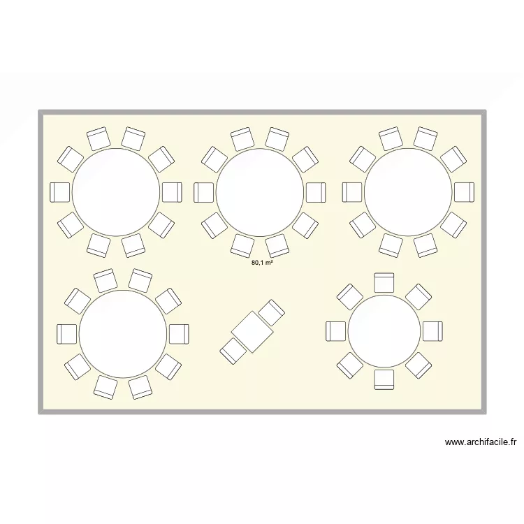 Plan de tables. Plan de 1 Pièce et 80 m² Plan de tables. Plan de 1 Pièce et 80 m²