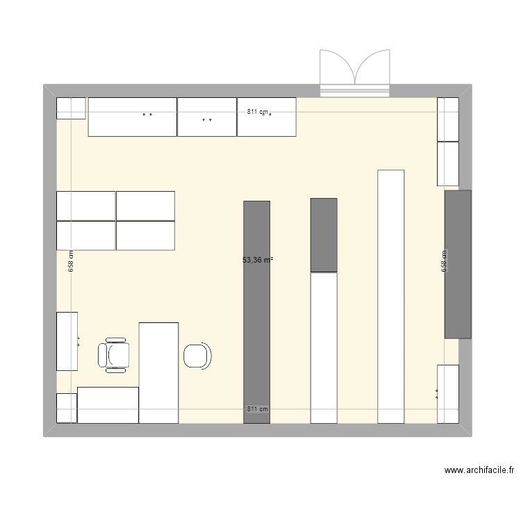 Bureau 2. Plan de 1 pièce et 53 m2