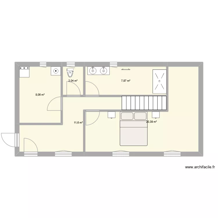 Projet chambre 2. Plan de 5 Pièces et 50 m² Projet chambre 2. Plan de 5 Pièces et 50 m²