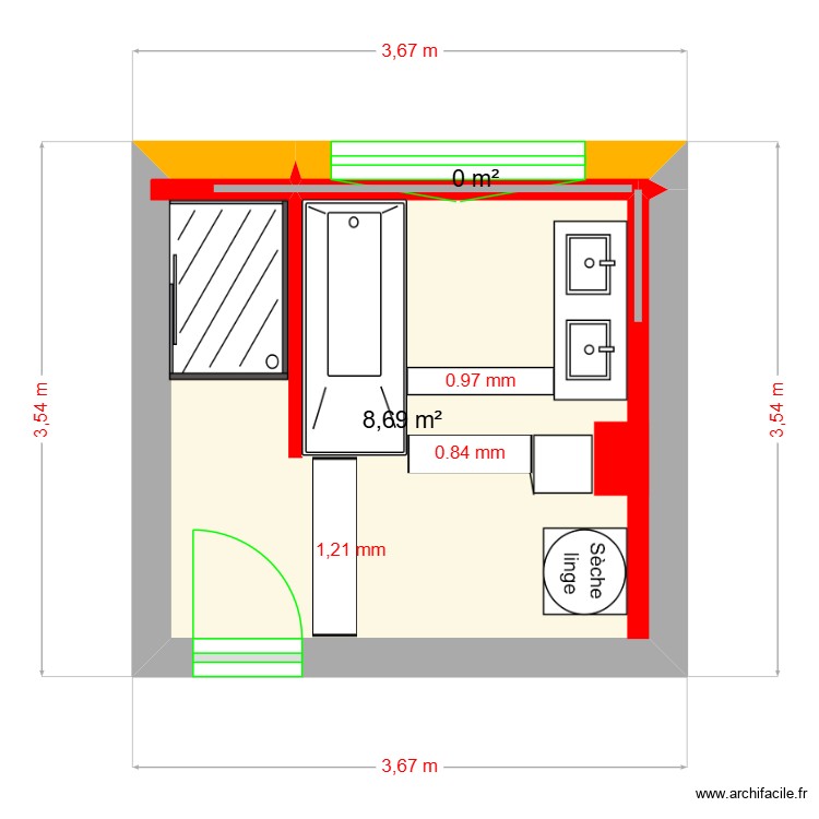 Salle de bain à l\'étage. Plan de 0 pièce et 0 m2 Salle de bain à l\'étage. Plan de 0 pièce et 0 m2