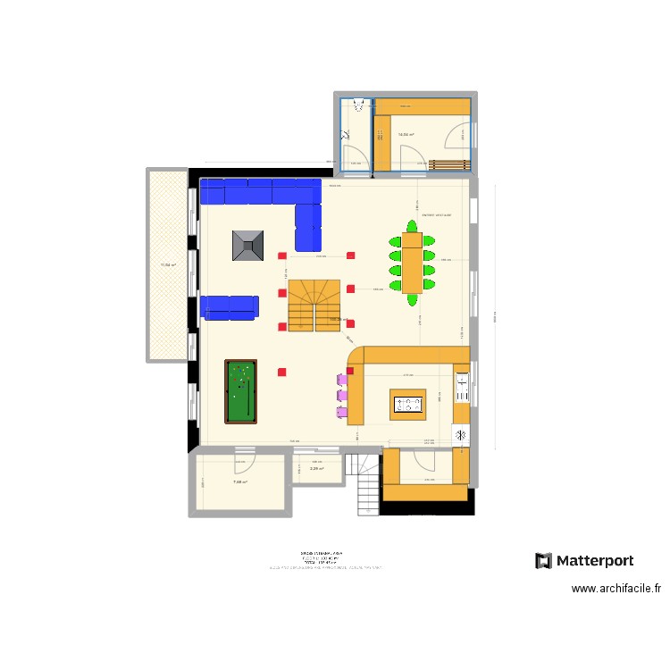 ETAGE BIONNASSAY. Plan de 5 pièces et 150 m2