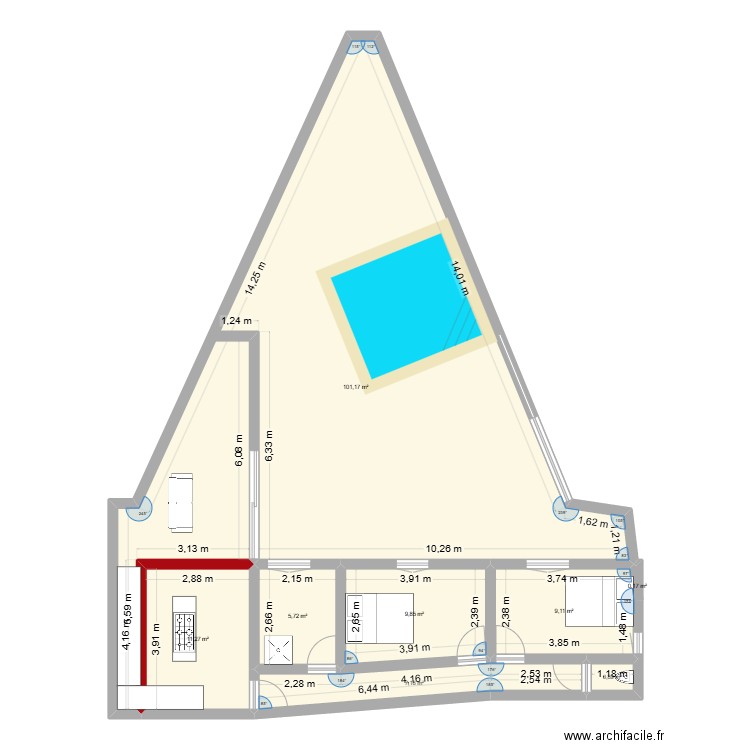 chemin des cabans. Plan de 8 pièces et 145 m2