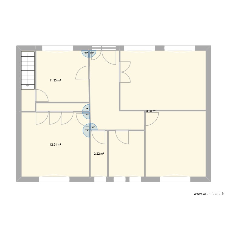 Rostrenen plan initial. Plan de 4 pièces et 65 m2