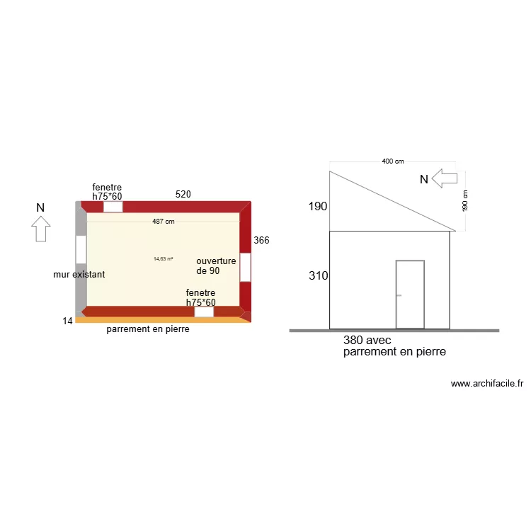 Extension mesure. Plan de 