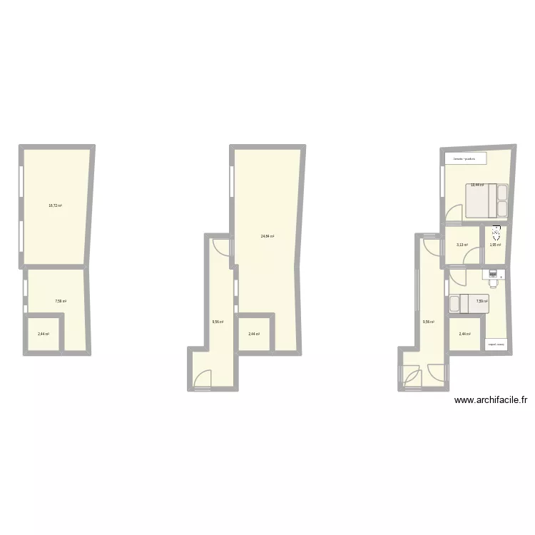 Plan extension. Plan de 12 Pièces et 99 m²