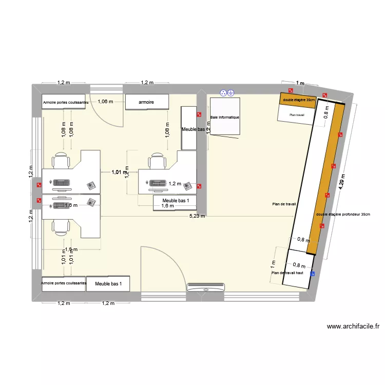 Bureau OFAC v4. Plan de 1  et 40 m²