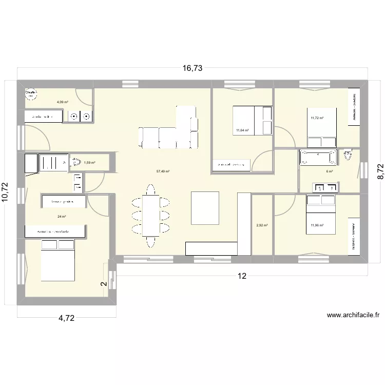 Maison poey. Plan de 9  et 131 m²