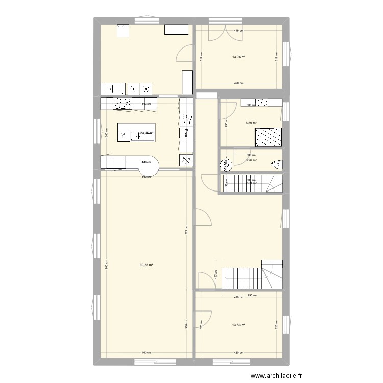 PLAN CARO rdc. Plan de 7 pièces et 94 m2