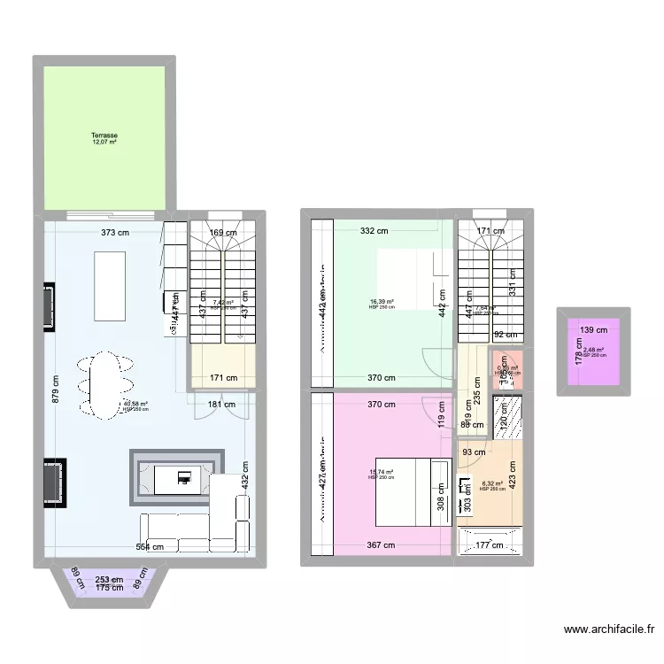Chambres mur original 2. Plan de 