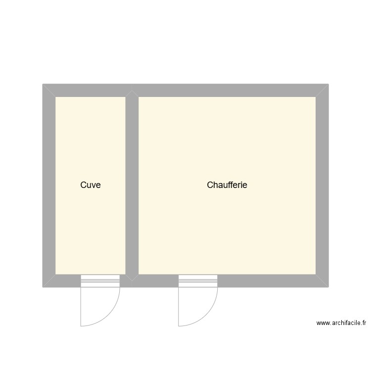 Chaudière 2. Plan de 2 pièces et 19 m2