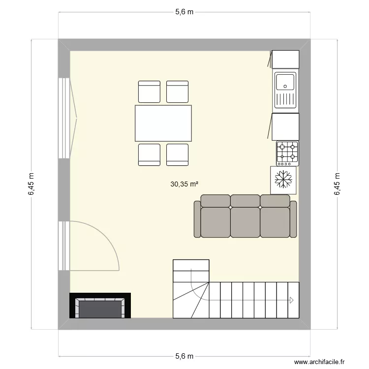 Logement 2 RDC. Plan de 1  et 30 m²