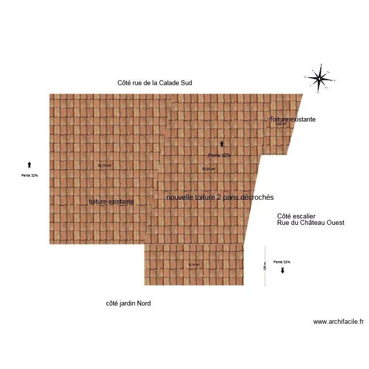 toiture vue ciel Auriane 2. Plan de 