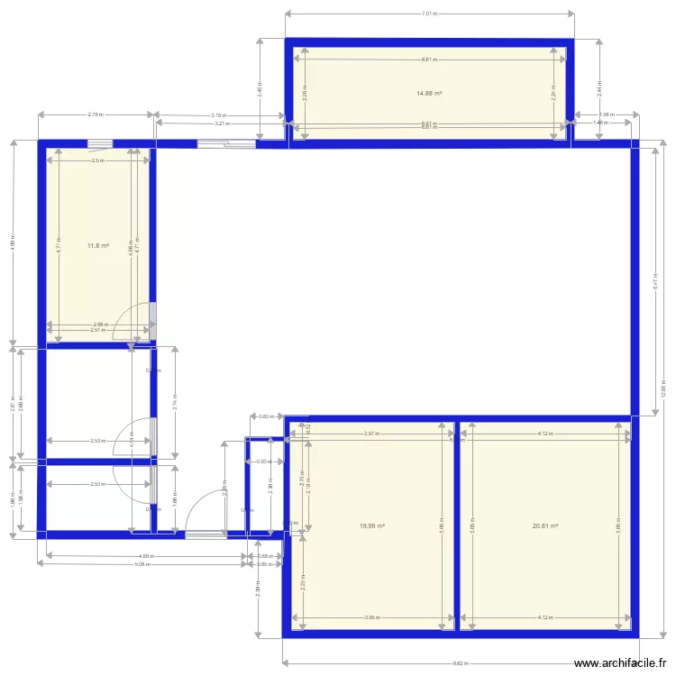 Appart. Plan de 4  et 67 m²