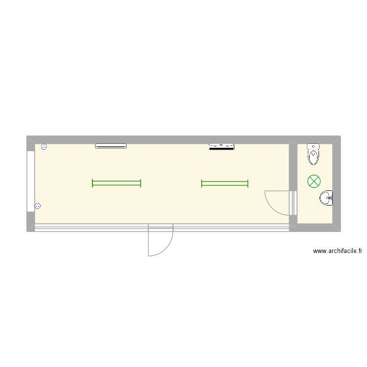 Bulle vente. Plan de 2 pièces et 25 m2