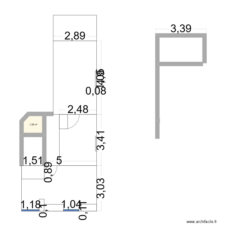 appart 34crsomme. Plan de 1 pièce et 1 m2