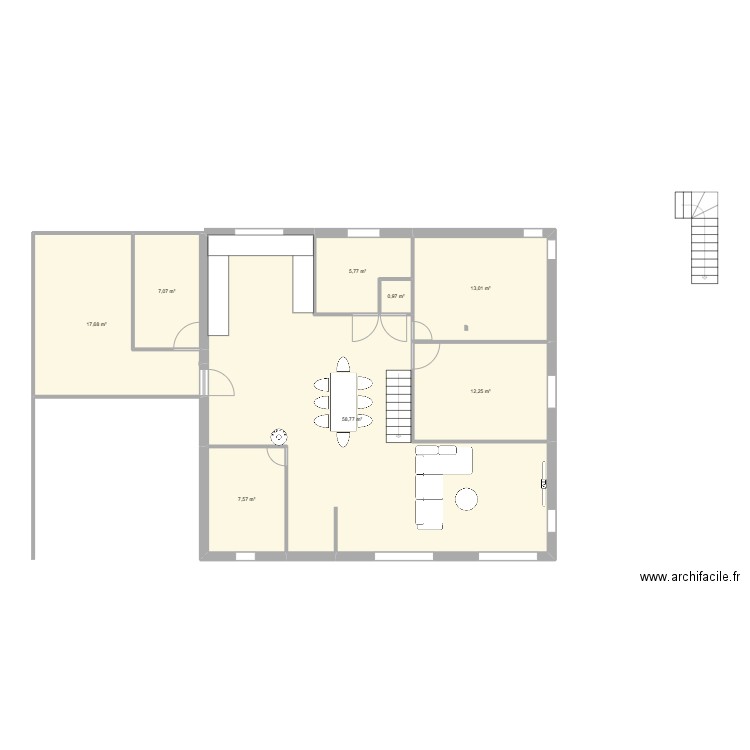 plan c. Plan de 8 pièces et 123 m2