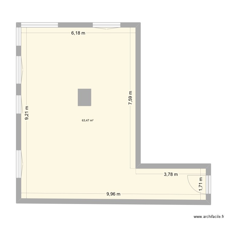Reseda. Plan de 1 pièce et 63 m2
