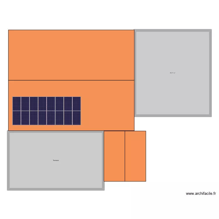 panneaux solaires. Plan de 2  et 160 m²