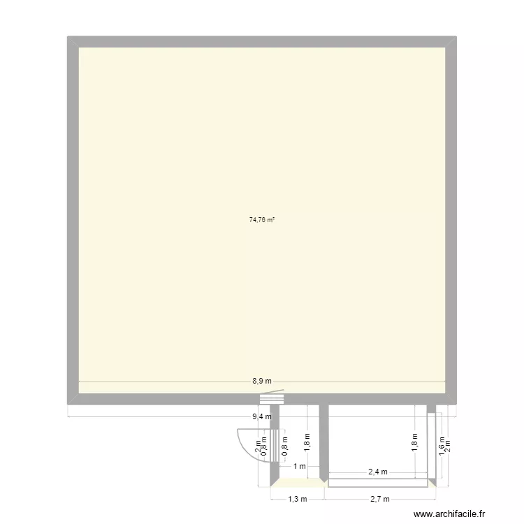 abri piscine. Plan de 1  et 75 m²