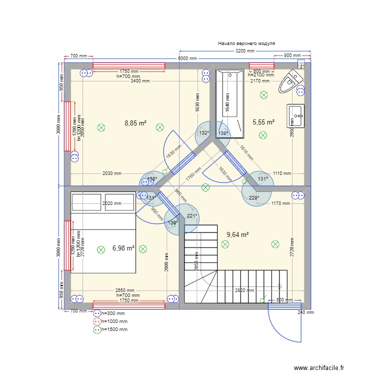 ЕБ эл. Plan de 9 pièces et 94 m2