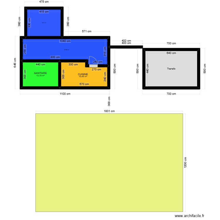 Halle de Vers. Plan de 5 pièces et 98 m2