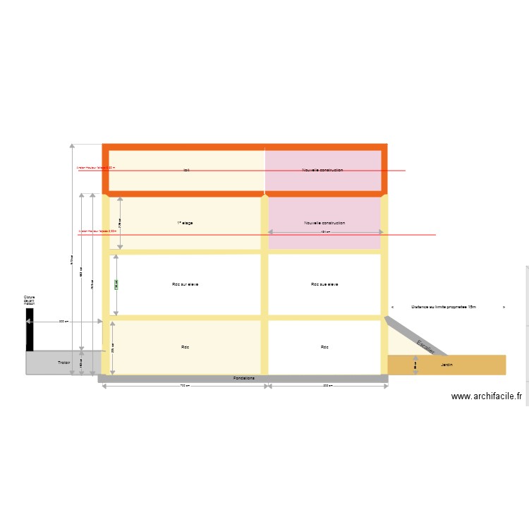 plan coupe 2025. Plan de 15 pièces et 152 m2