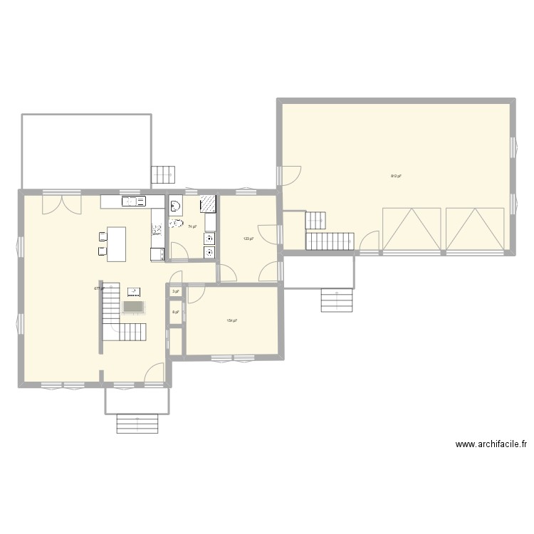 FG2. Plan de 7 pièces et 172 m2