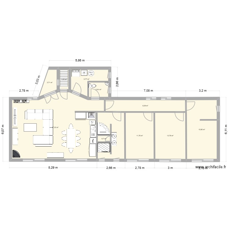 ESSAI 2. Plan de 11 pièces et 119 m2