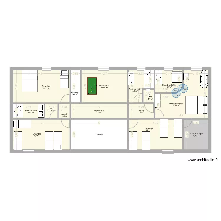G&icirc;te 3 Ecouves &eacute;tage. Plan de 16  et 115 m²