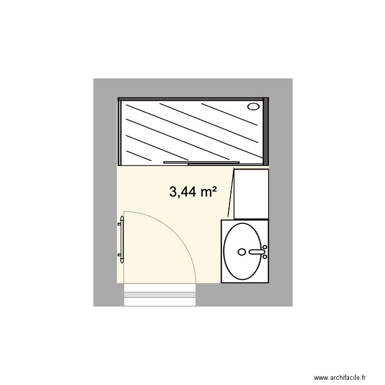 Salle d'eau 1. Plan de 1 pièce et 3 m2