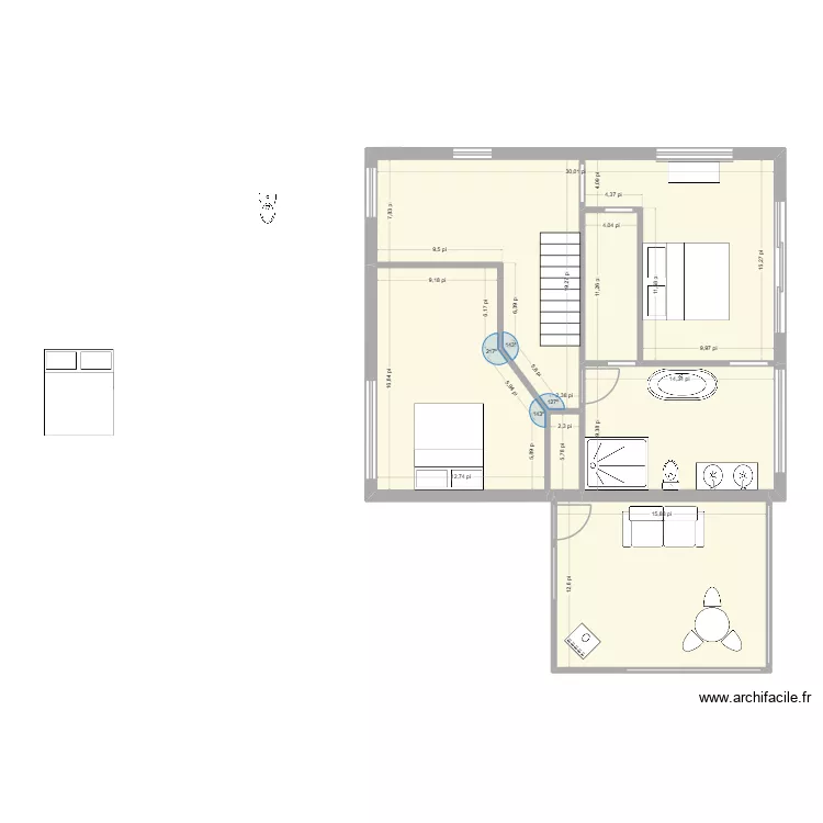 chalet 3 option deux chambres. Plan de 6  et 86 m²