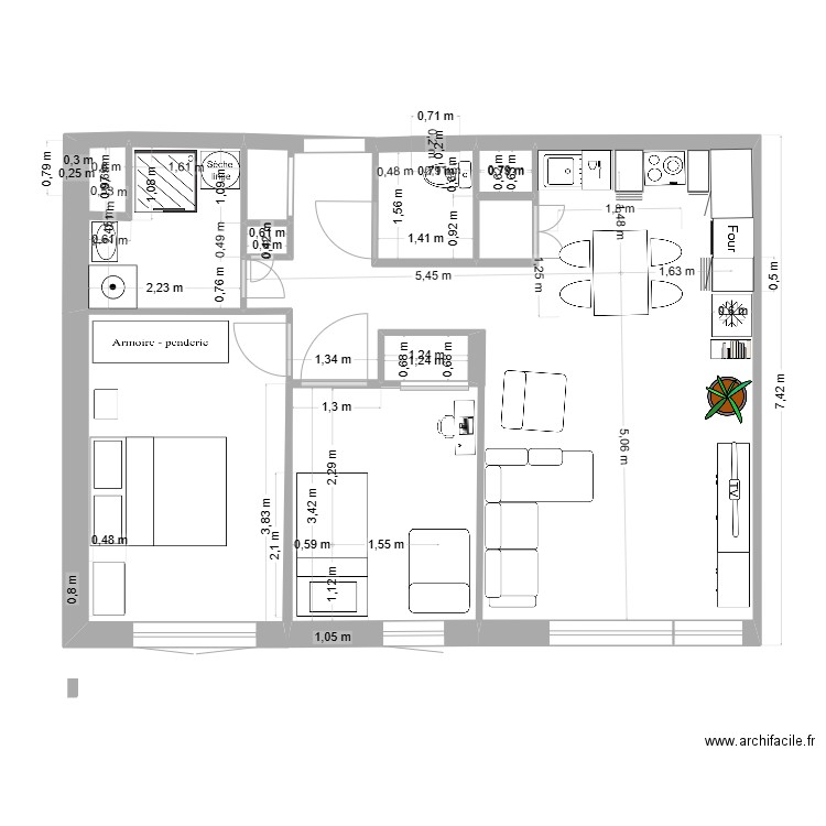 CUISINE 4. Plan de 6 pièces et 9 m2