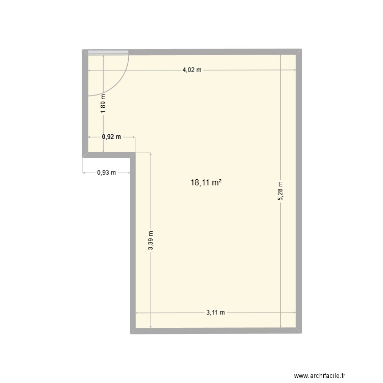 Local EPI. Plan de 1 pièce et 18 m2