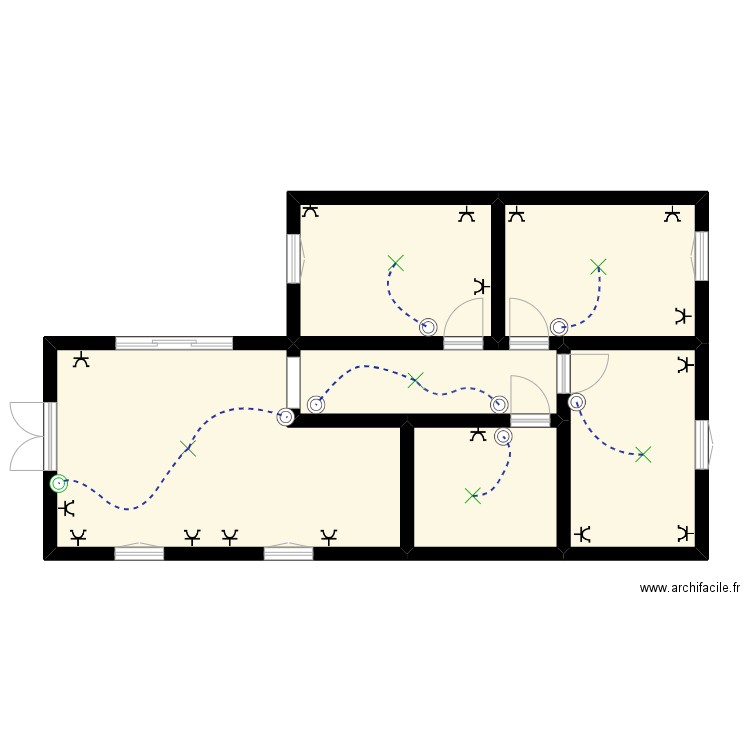 moha j etage. Plan de 6 pièces et 72 m2