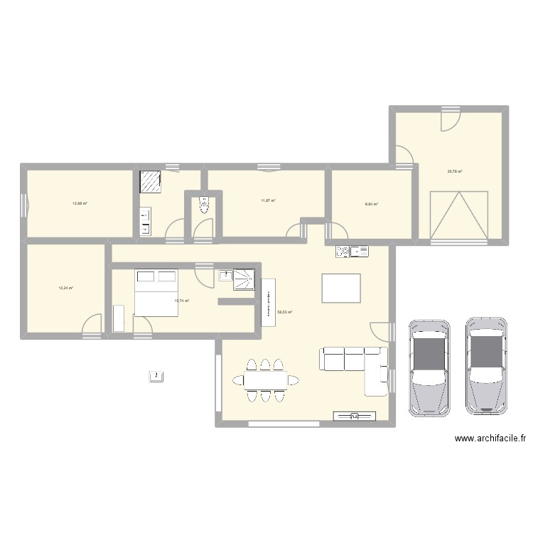 maison. Plan de 9 pièces et 141 m2