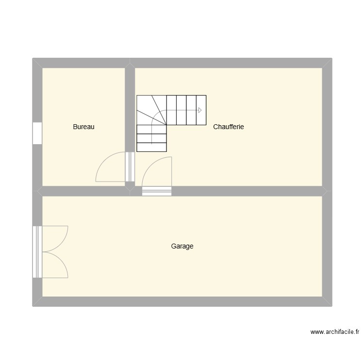 V. Evrard S/Sol. Plan de 3 pièces et 44 m2