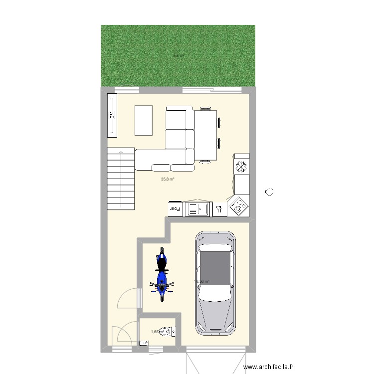Maison. Plan de 3 pièces et 56 m2