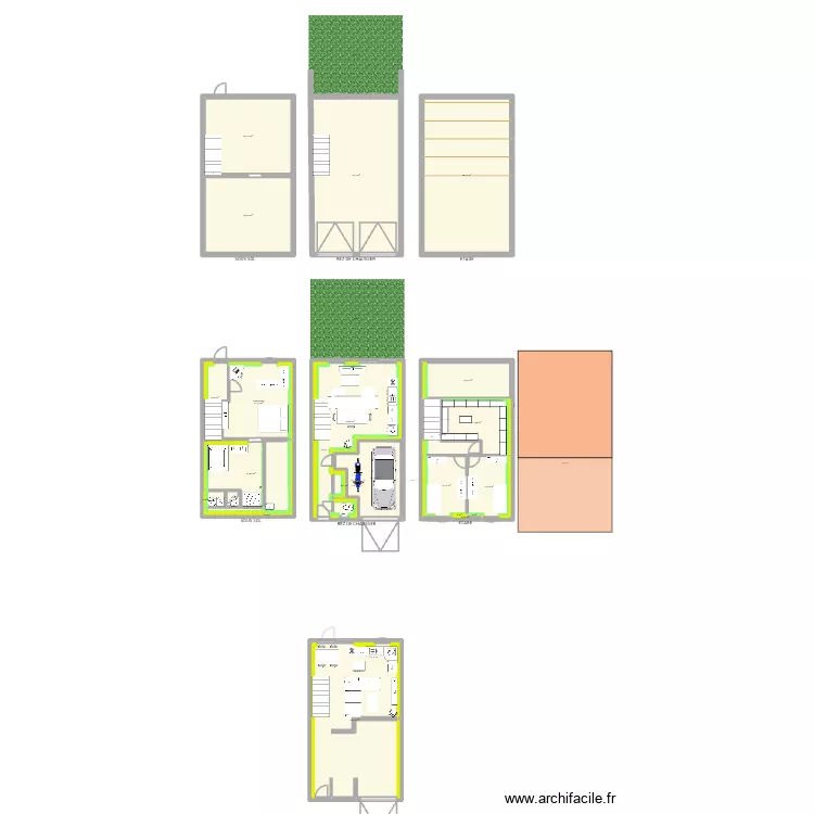 Maison. Plan de 94  et 1497 m²