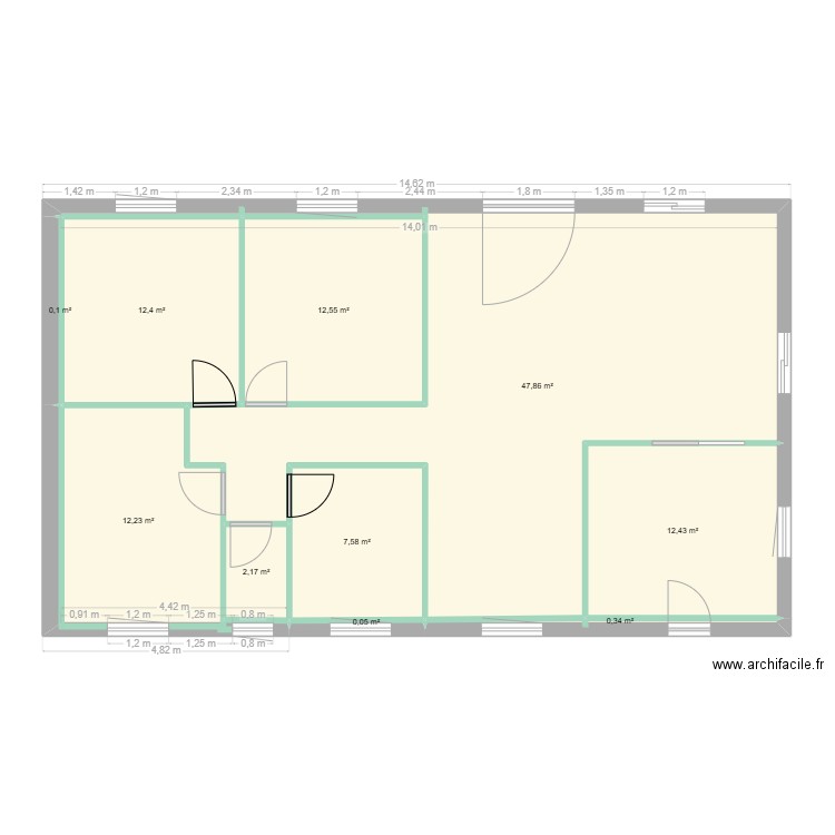 Montaigu de Quercy -2. Plan de 10 pièces et 108 m2