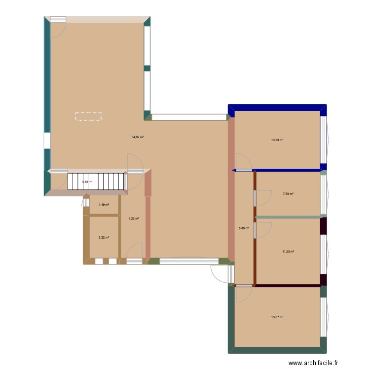 Plan maison - origine. Plan de 10 pièces et 130 m2