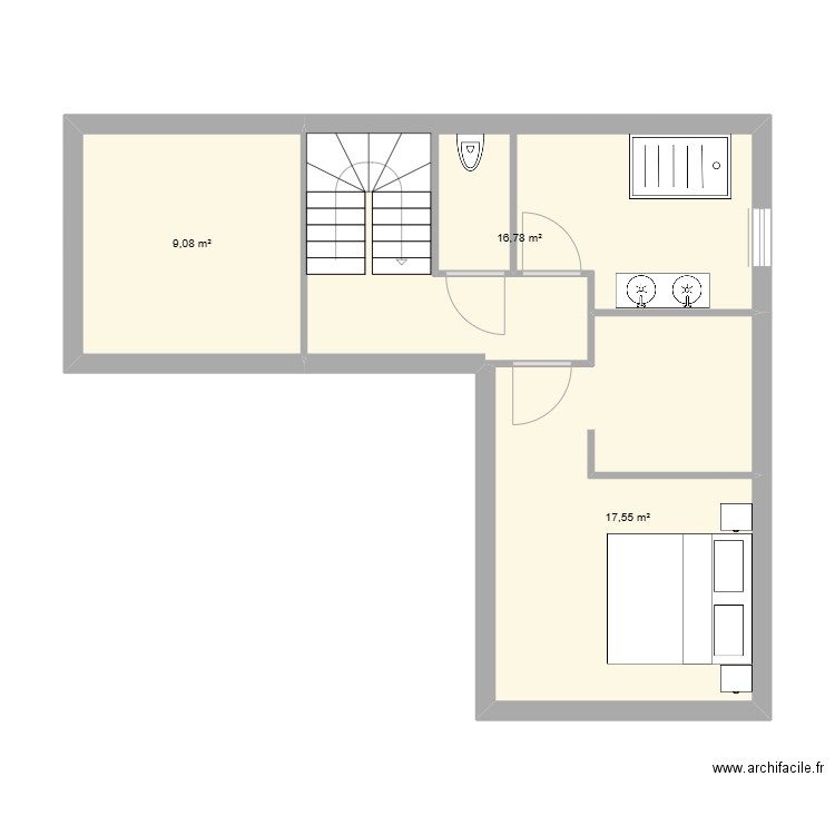 DU LAC 2. Plan de 3 pièces et 43 m2