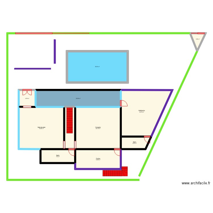1212. Plan de 11 pièces et 196 m2