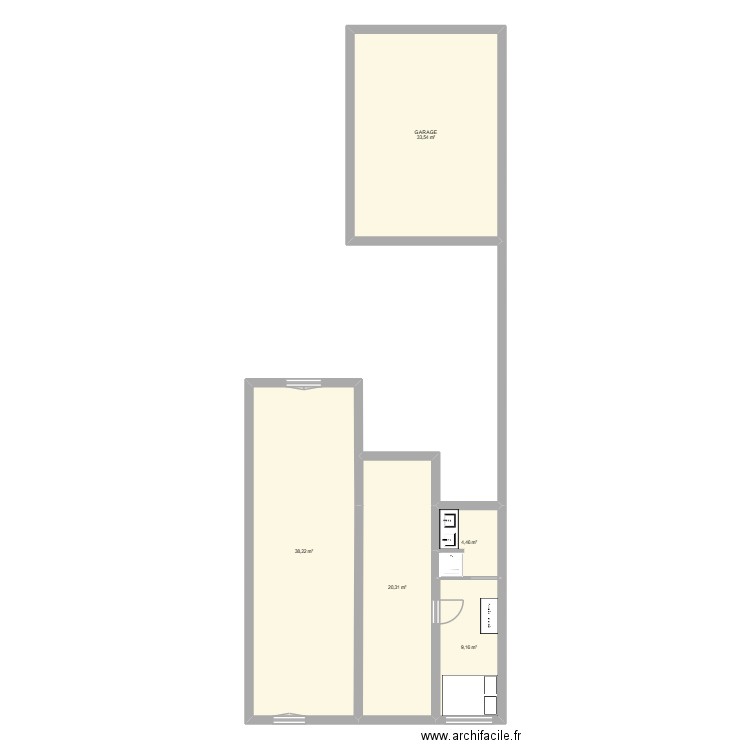 JEAN JAURES AGRANDISSEMENT F. Plan de 5 pièces et 106 m2