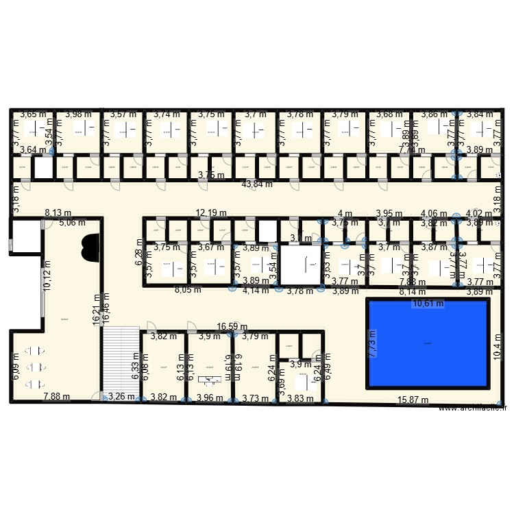 clovis. Plan de 54 pièces et 1076 m2