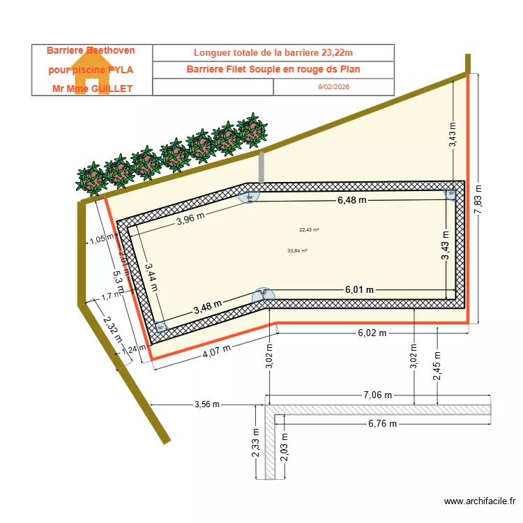 Piscine Pyla 3. Plan de 2  et 98 m²