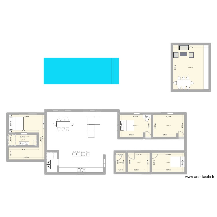 MAISON TRISTAN. Plan de 8 pièces et 102 m2