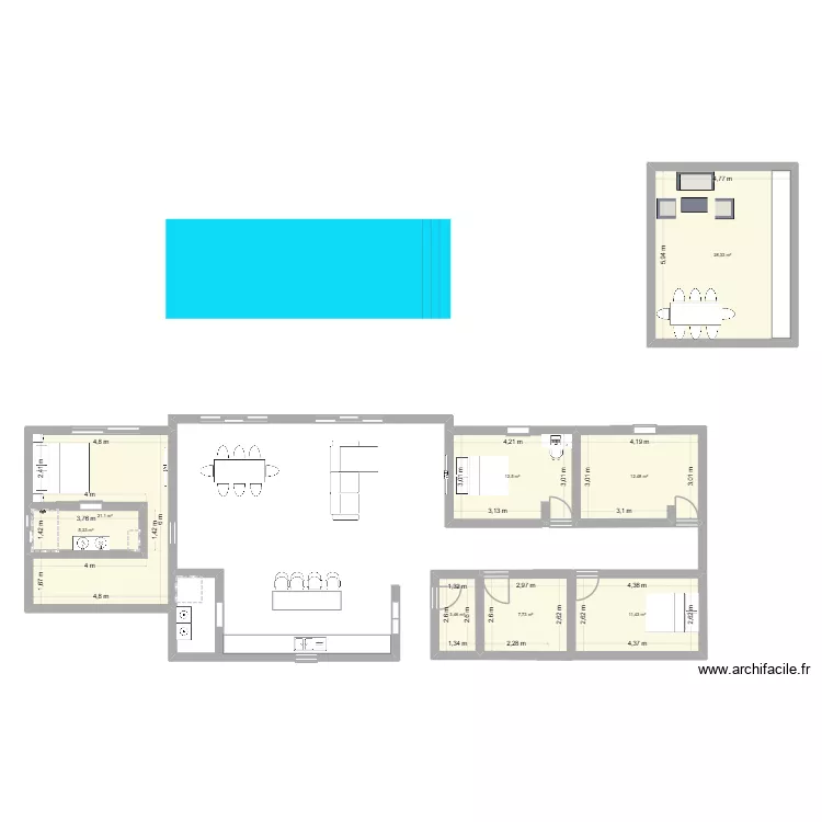 MAISON TRISTAN. Plan de 8 pièces et 102 m²