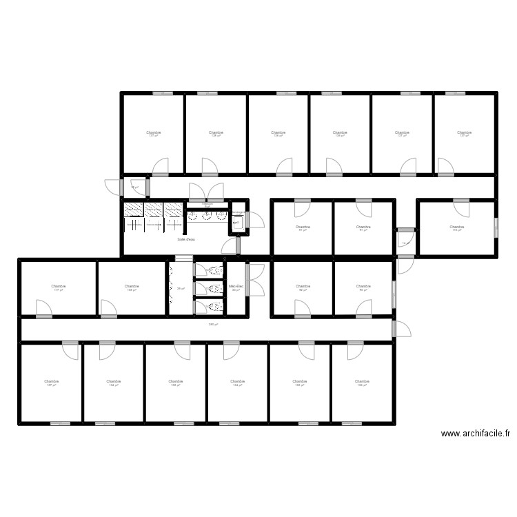 14 modifier. Plan de 31 pièces et 297 m2