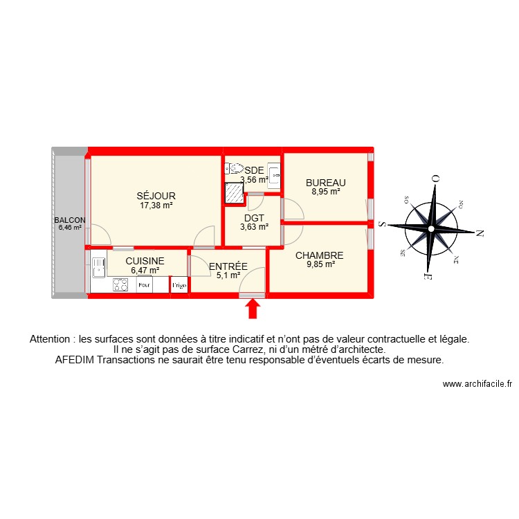 BI 28707. Plan de 10 pièces et 63 m2